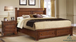 Giường ngủ có hộc gỗ Sồi Mỹ - GNK 19
