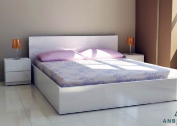 Giường ngủ gỗ MFC màu trắng - GCN 05