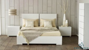 Giường ngủ gỗ MDF màu trắng - GCN 03