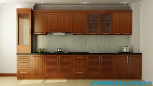 Tủ bếp gỗ Xoan Đào tự nhiên - MS 73