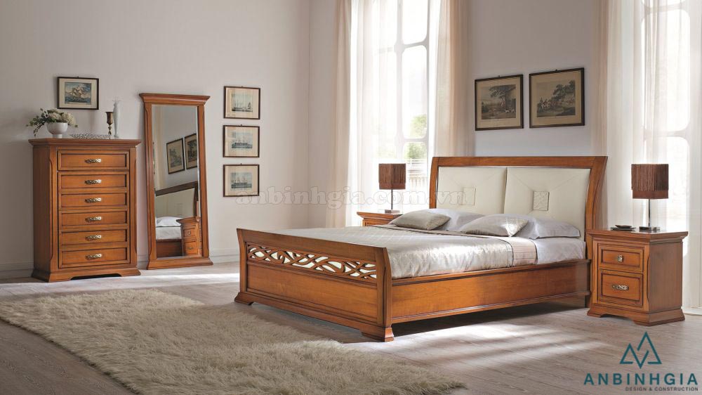 Giường gỗ Xoan Đào bọc da - GTN 25