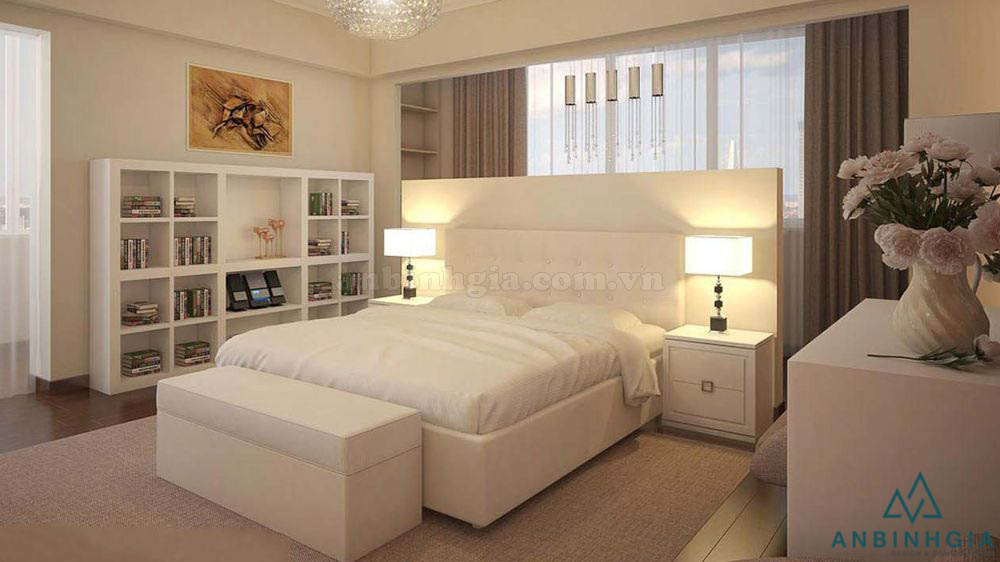 Giường ngủ gỗ ép MDF màu trắng - GCN 27