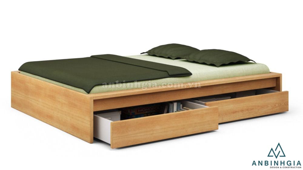 Giường ngủ gỗ Sồi có hộc tủ - GNK 28
