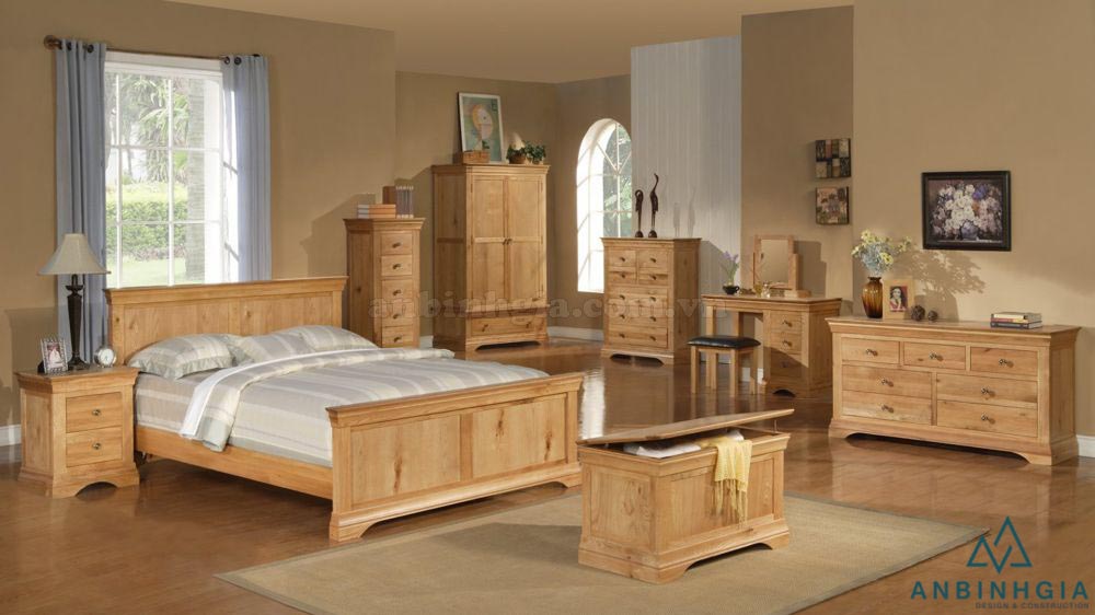 Bộ giường tủ gỗ Sồi trắng - GTN 51